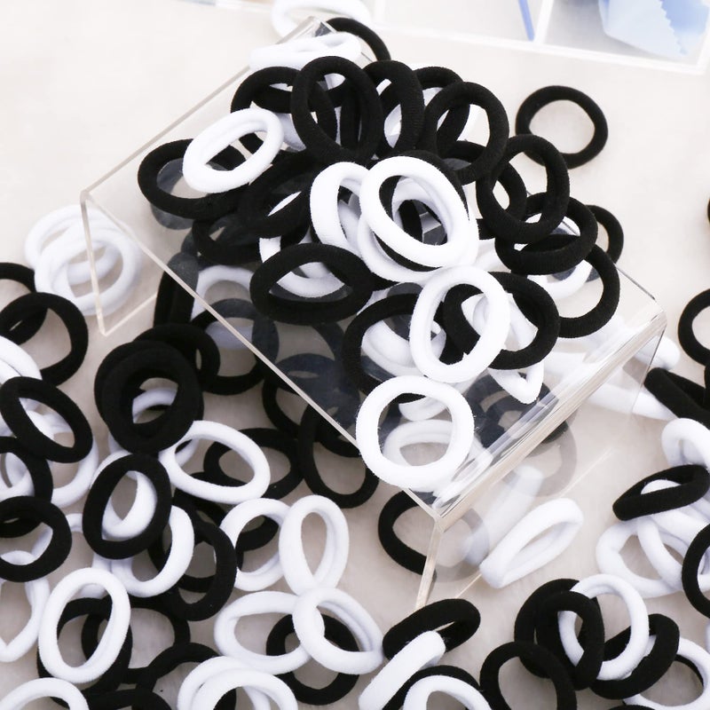 BAOLI 200PCS Cotton Toddler Hair Ties for Girls and Kids, Seamless Baby Hair Bands and Ties, Small Elastics Ponytail Holders,1 Inch in Diameter, Black and White by BAOLI - Image 4