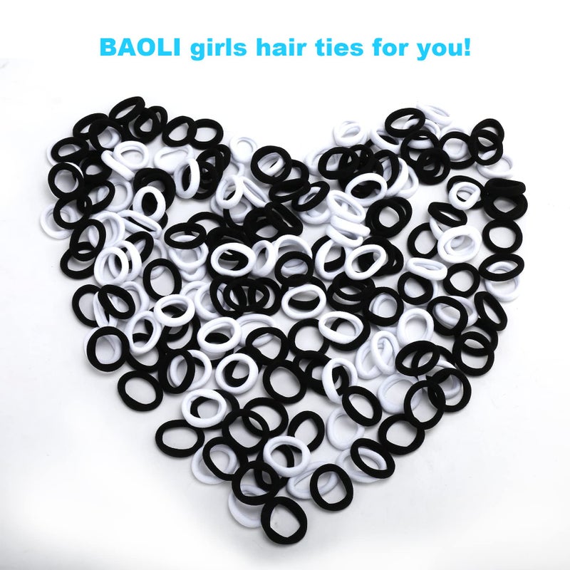 BAOLI 200PCS Cotton Toddler Hair Ties for Girls and Kids, Seamless Baby Hair Bands and Ties, Small Elastics Ponytail Holders,1 Inch in Diameter, Black and White by BAOLI - Image 5