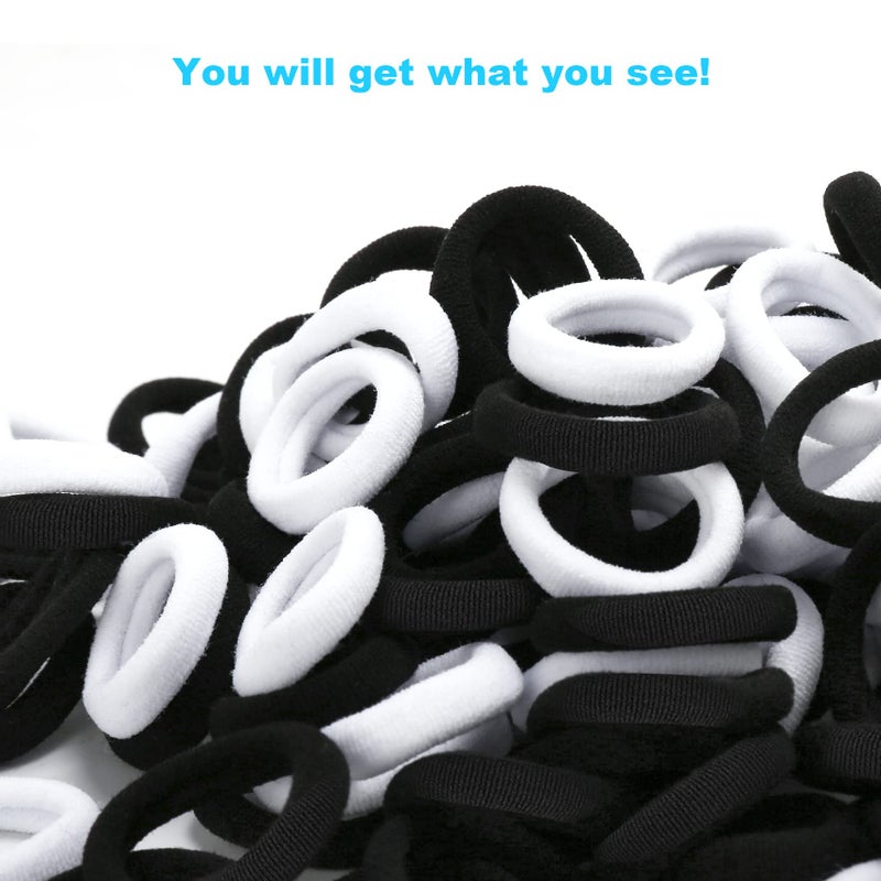 BAOLI 200PCS Cotton Toddler Hair Ties for Girls and Kids, Seamless Baby Hair Bands and Ties, Small Elastics Ponytail Holders,1 Inch in Diameter, Black and White by BAOLI - Image 3