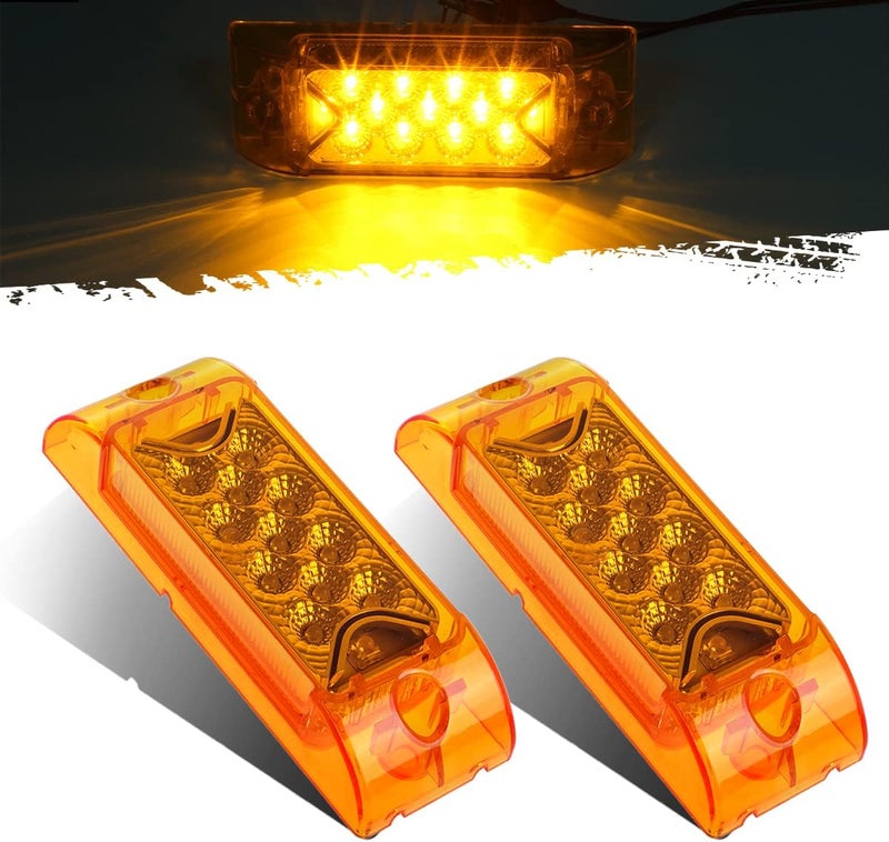 Partsam 2Pcs 6" Amber 13 LED Reflective Rectangle Side Marker Clearance Light [DOT Approved], 6x2 Turn Siganals LED Marker lights for Trailer Truck RV Camper Motorhome, 12V - Image 1