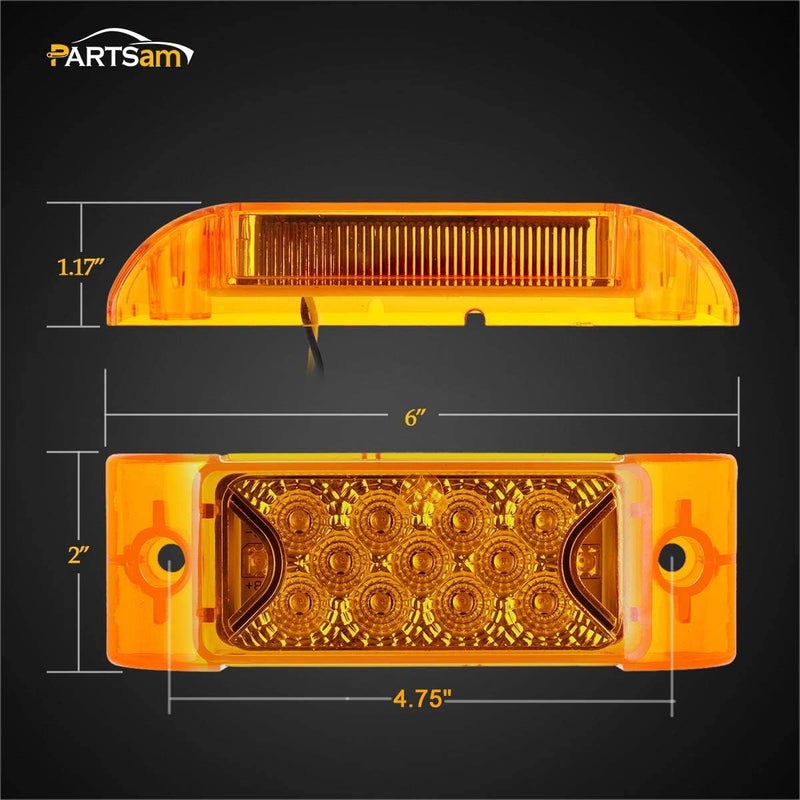 Partsam 2Pcs 6" Amber 13 LED Reflective Rectangle Side Marker Clearance Light [DOT Approved], 6x2 Turn Siganals LED Marker lights for Trailer Truck RV Camper Motorhome, 12V - Image 5