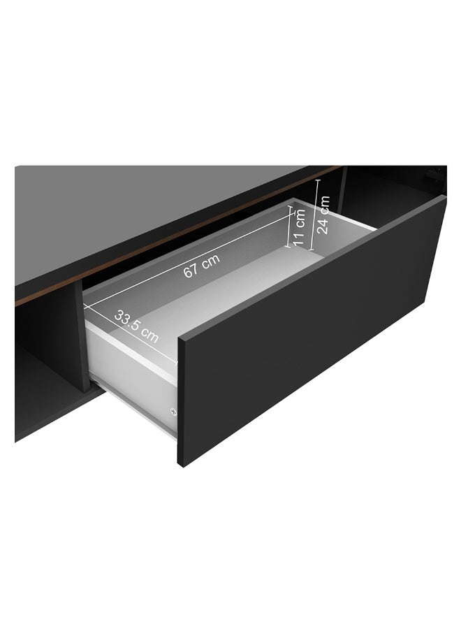 ماديسا حامل تلفزيون مع بابين ودرج واحد، لأجهزة التلفزيون حتى 75 بوصة، خشب، 180 عرض × 50 ارتفاع × 36 عمق سم - أسود - Image 5