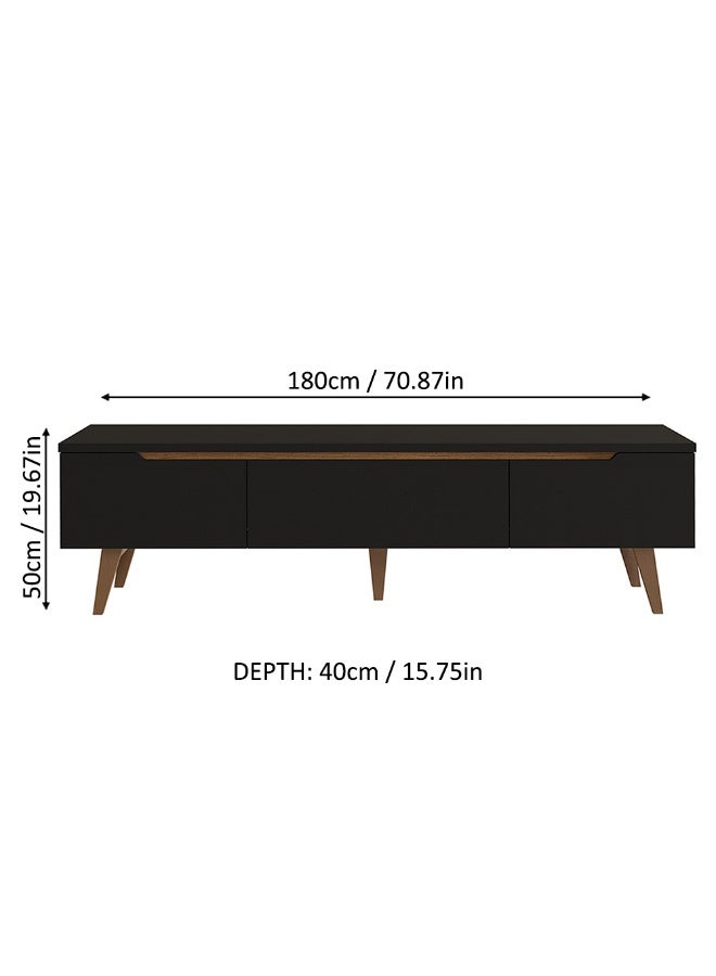 ماديسا حامل تلفزيون مع بابين ودرج واحد، لأجهزة التلفزيون حتى 75 بوصة، خشب، 180 عرض × 50 ارتفاع × 36 عمق سم - أسود - Image 3