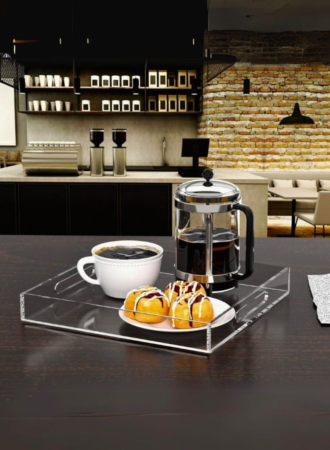 Garkoo Acrylic Serving Tray Size 40 x 40 cm - Spill Resistant - Traditional Coffee Table Decorative Organizer with Handles - Image 4