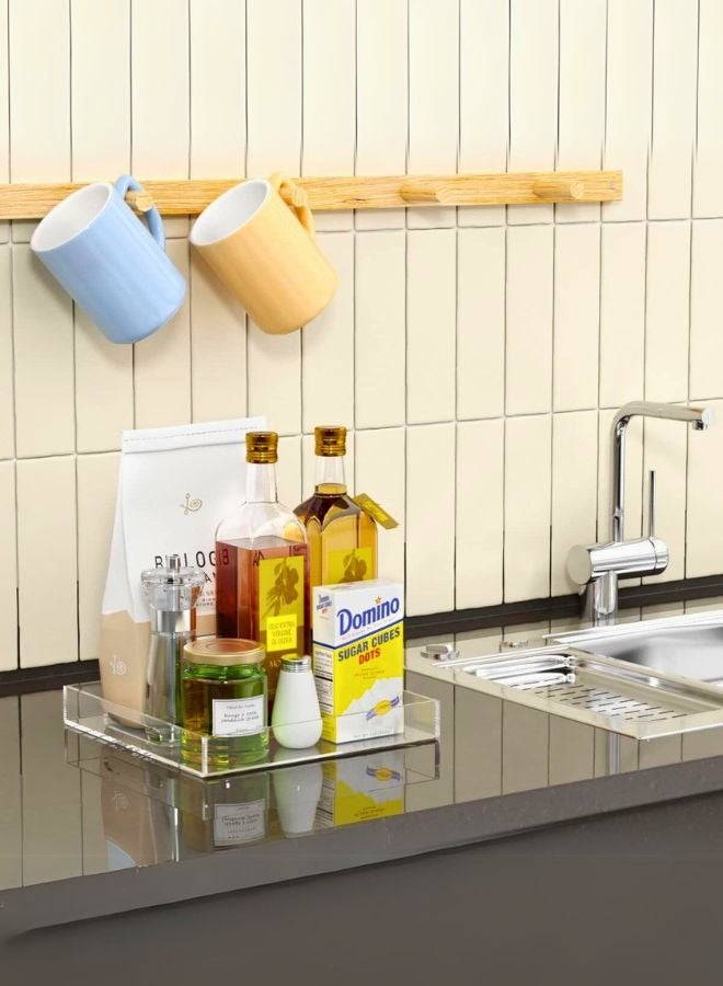 Garkoo Acrylic Serving Tray Size 40 x 40 cm - Spill Resistant - Traditional Coffee Table Decorative Organizer with Handles - Image 1