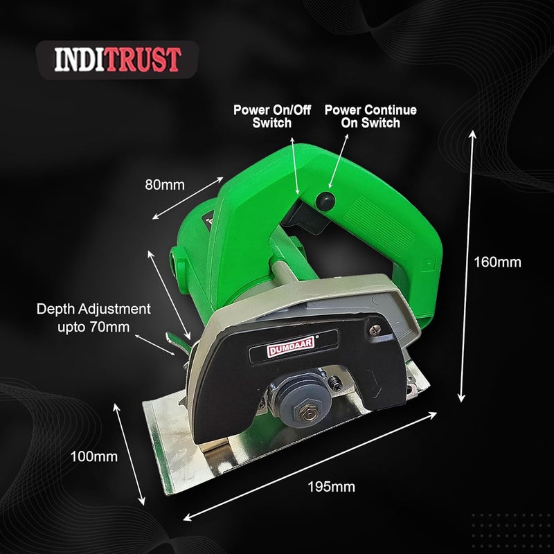 Inditrust Dumdaar Flat Wood/Marble cutting machine 1400W with 1pc Wood Cutting blade set Handheld Tile Cutter 110mm (GREEN) - Image 4