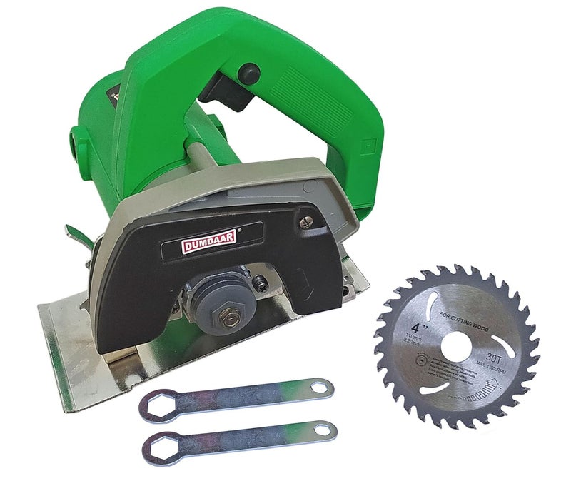 Inditrust Dumdaar Flat Wood/Marble cutting machine 1400W with 1pc Wood Cutting blade set Handheld Tile Cutter 110mm (GREEN) - Image 1