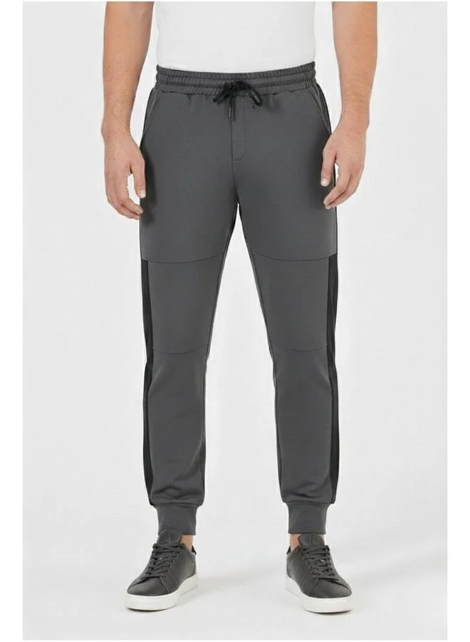 mmetalic Men's Anthracite Standard Fit Regular Cut Jogger Sweatpants with Ribbed Cuffs and Pockets