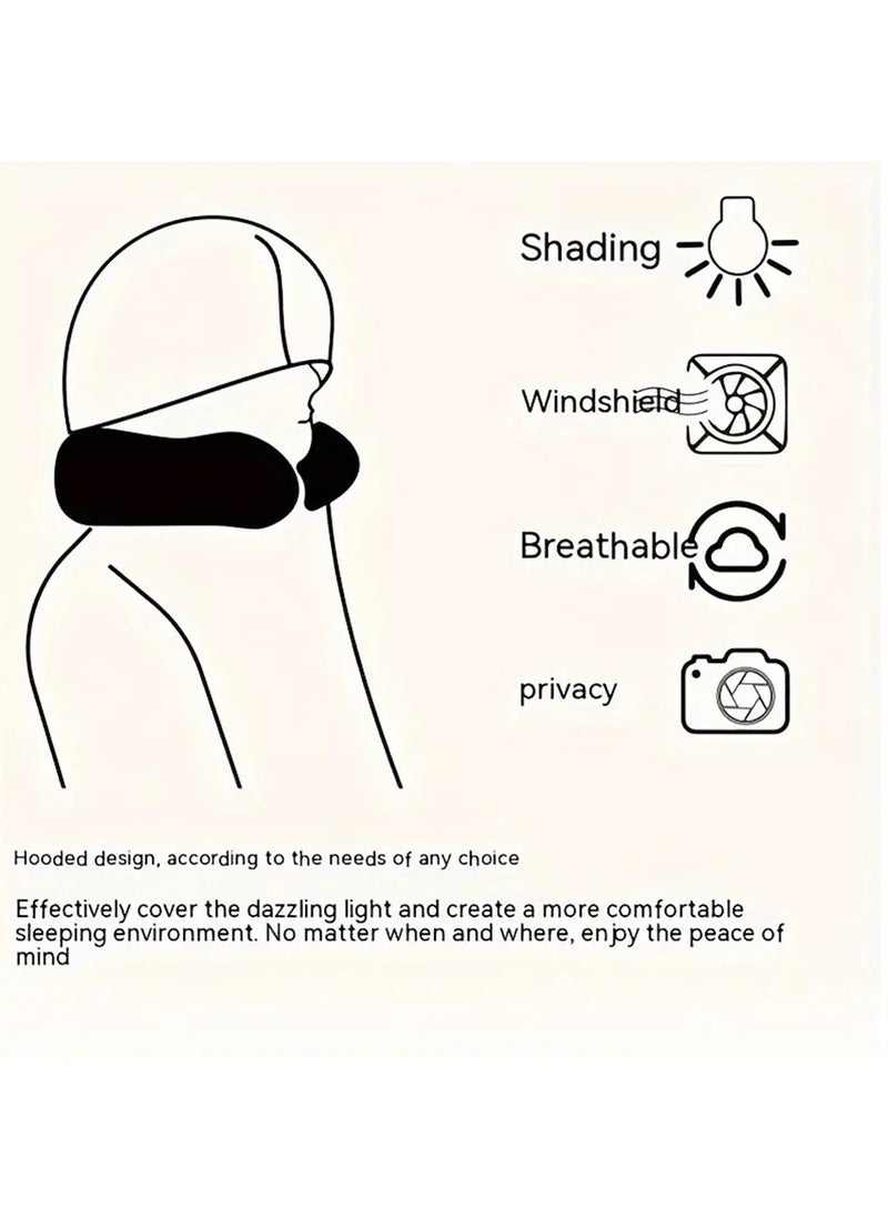 Hihonor - Cozy Travel Companion - Soft, Particle-Filled, Hooded U-Shaped Neck Pillow for Comfortable Airplane Naps, Relaxing Car Rides, and Peaceful Bus Trips (Black) - Image 1