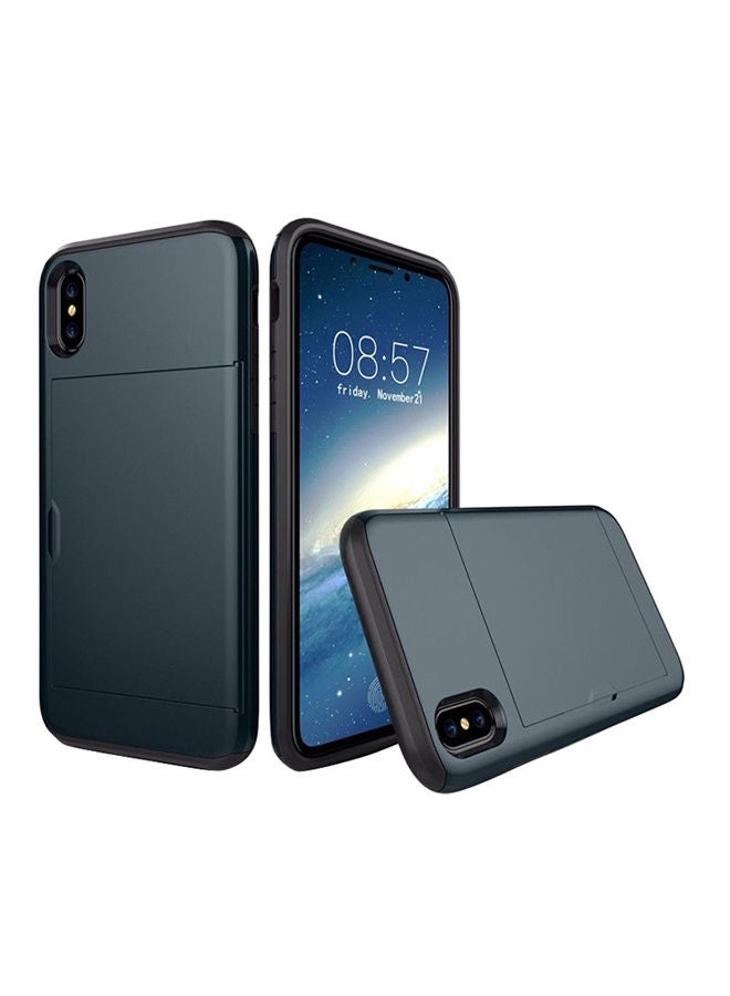 NIBEMINENT Thin Credit Card Holder Wallet Slim Slide Phone Case Cover For iPhone XR Navy Blue 