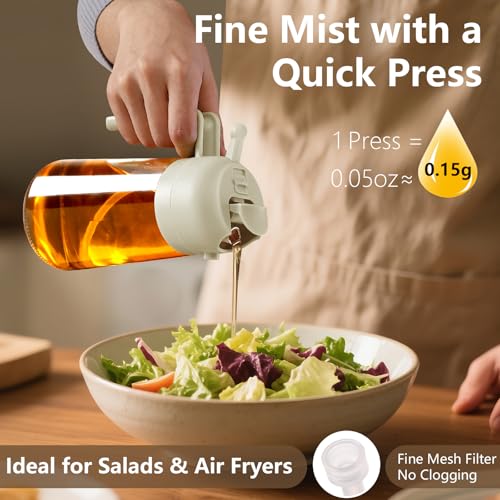SWEET VIEW 2PCS Oil Sprayer for Cooking, 16oz/470ml 2 In 1 Glass Olive Oil Sprayr & pourer for Kitchen, Air Fryer, Cooking, Salad, BBQ (Black,White) - Image 3
