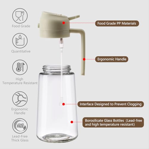 SWEET VIEW 2PCS Oil Sprayer for Cooking, 16oz/470ml 2 In 1 Glass Olive Oil Sprayr & pourer for Kitchen, Air Fryer, Cooking, Salad, BBQ (Black,White) - Image 5