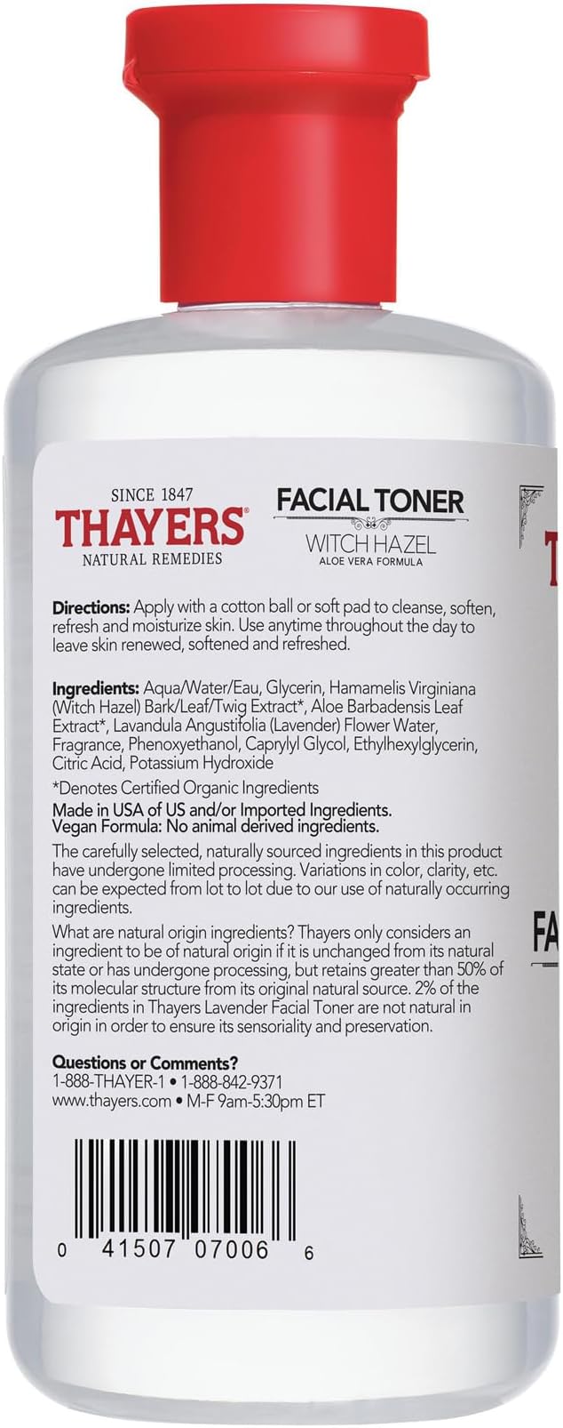 Thayers Witch Hazel Facial Gentle Rose Petal Toner Lotion with Organic Aloe Vera 355ml
