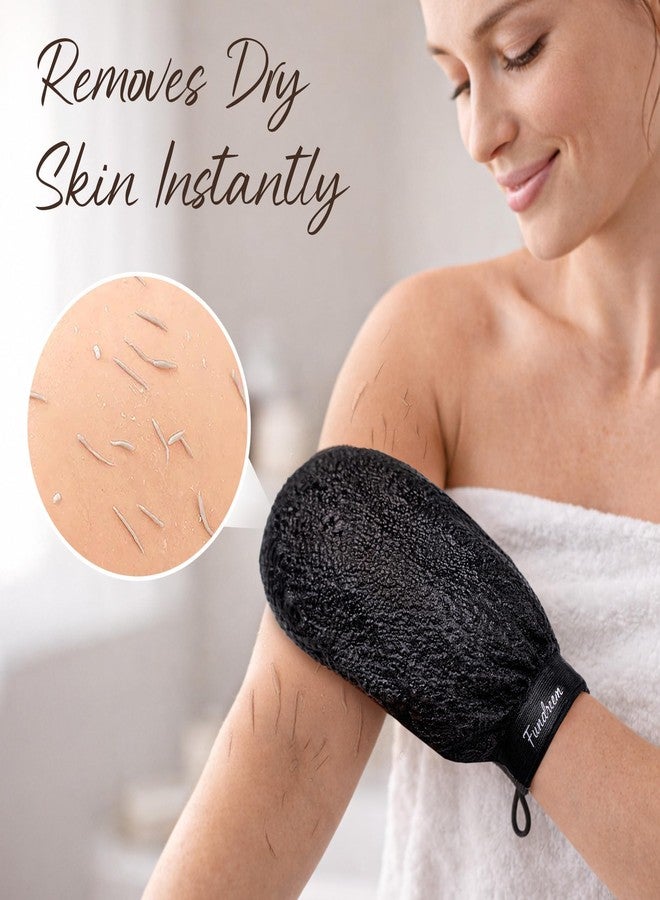 Fundrem Exfoliating Gloves 2 Pcs, Korean Exfoliating Mitt, Body Scrub for Dead Skin Remover, Exfoliating Body Scrubber for Bath Shower, Body Exfoliator Scrubber, Moroccan Exfoliate Glove, Women Men (Black - Image 3