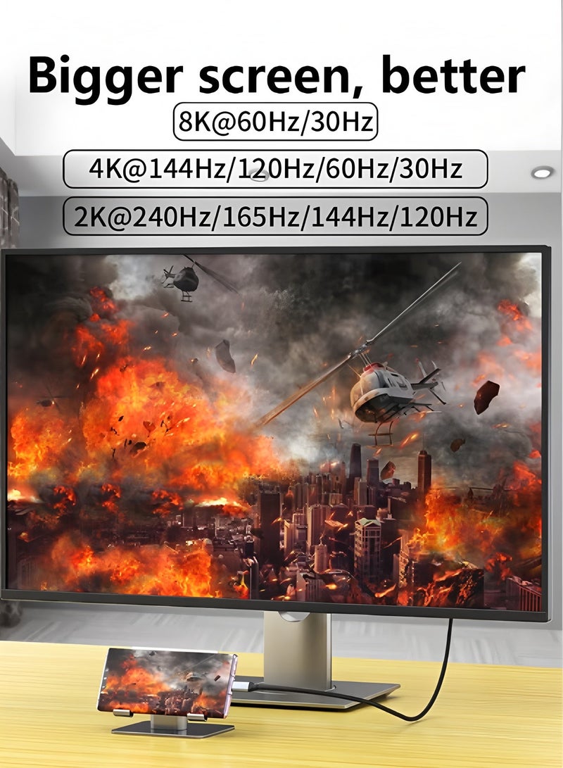 أبلينم كابل محول من النوع C إلى DP بطول 2 متر (DP 1.4، 12 بت)، مع تقنية HDR الديناميكية، متوافق مع أجهزة التلفزيون، وسلسلة iPhone 15، وiPad 10/Pro/Air/Mini، وSamsung، وMacBook Pro، وDell XPS، وHuawei P60 Pro - Image 4