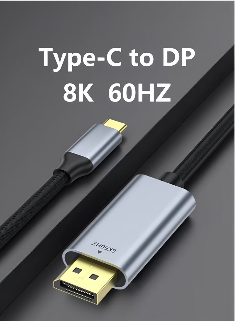 أبلينم كابل محول من النوع C إلى DP بطول 2 متر (DP 1.4، 12 بت)، مع تقنية HDR الديناميكية، متوافق مع أجهزة التلفزيون، وسلسلة iPhone 15، وiPad 10/Pro/Air/Mini، وSamsung، وMacBook Pro، وDell XPS، وHuawei P60 Pro - Image 1