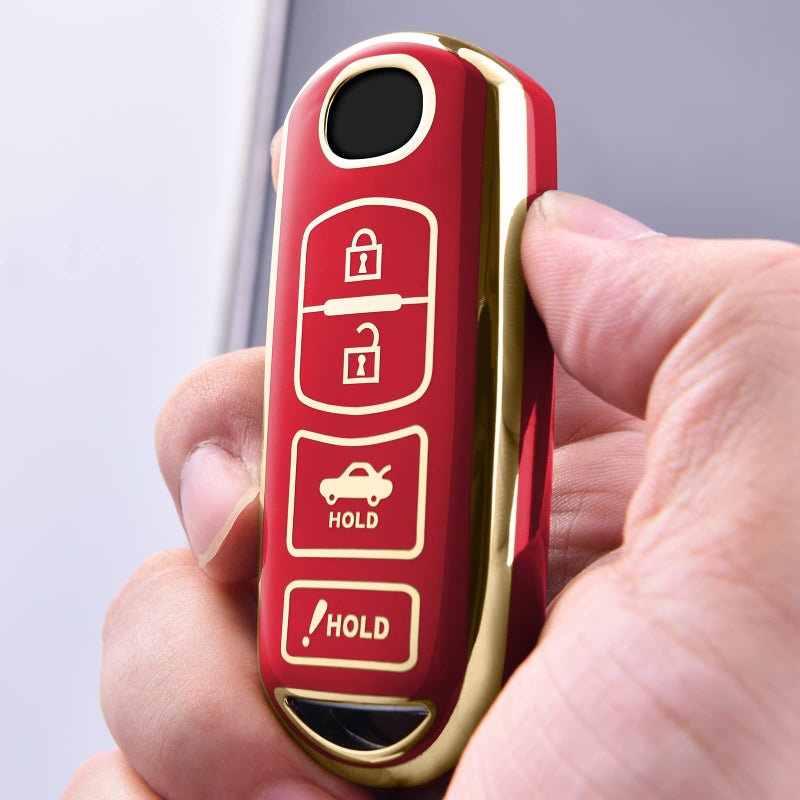 ELOHEI for Mazda Key Fob Cover Case, Compatible with Mazda 3 6 8 Miata MX5 CX3 CX4 CX5 CX7 CX9 Premium Soft TPU 360 Degree Full Protection Key Shell(Red (4 button)) - Image 3