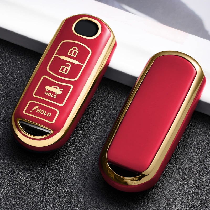 ELOHEI for Mazda Key Fob Cover Case, Compatible with Mazda 3 6 8 Miata MX5 CX3 CX4 CX5 CX7 CX9 Premium Soft TPU 360 Degree Full Protection Key Shell(Red (4 button)) - Image 2