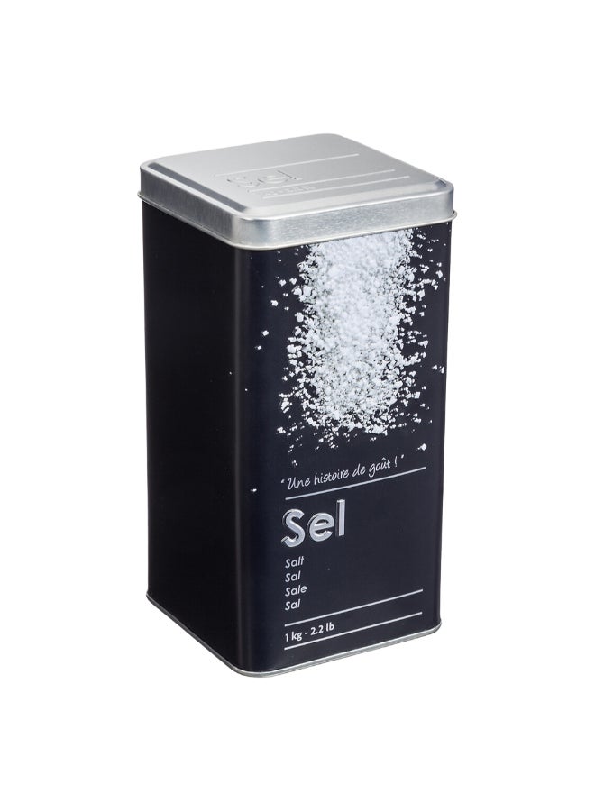Five Simply Smart Durable Metal Salt Box Black and Silver 1 kg 136312 - Image 1