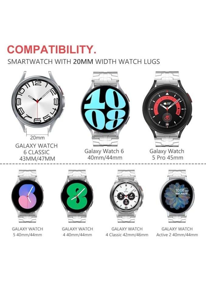 عام الأربطة المتوافقة مع سامسونج جالاكسي ووتش 6 كلاسيك ستراب 47 ملم مع إغلاق فراشة معدني، من الفولاذ المقاوم للصدأ للرجال والنساء، النشيطين 2، جالاكسي ووتش 4 كلاسيك / 5 برو / 6 5 4، 46 ملم، 45 ملم، 44 ملم، 43 ملم، 42 ملم، 40 ملم. - Image 2