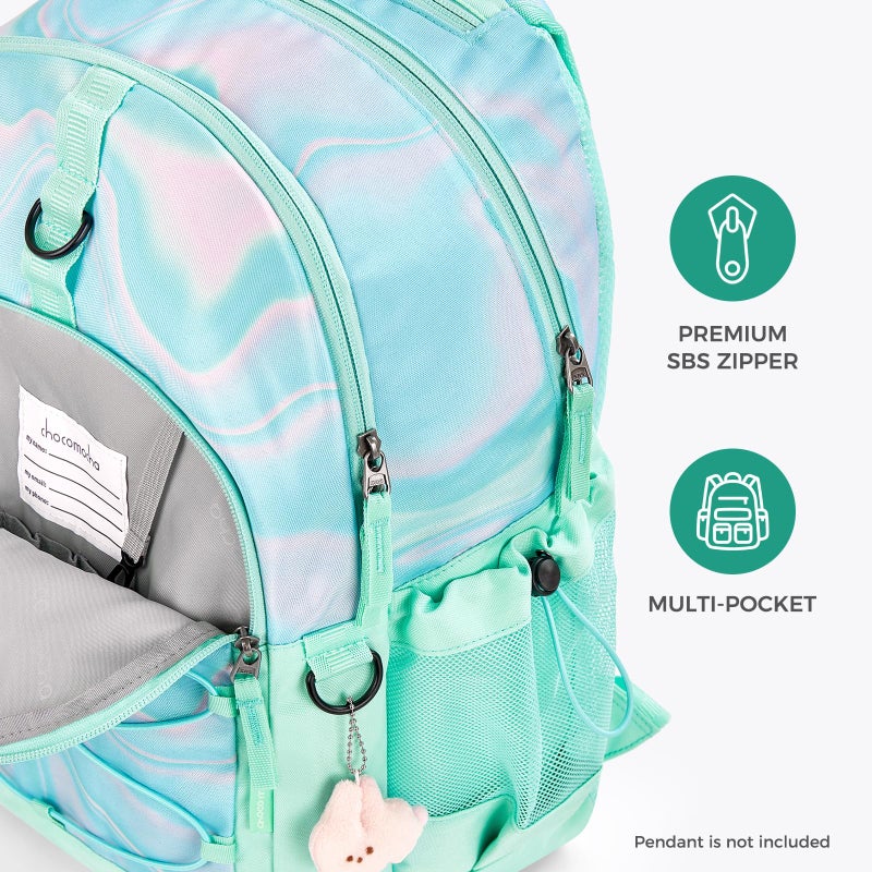 Choco Mocha Floral Backpack for Teen Girls, Travel School Backpack for Girls Middle School Large Bookbag 18 Inch, Green - Image 4