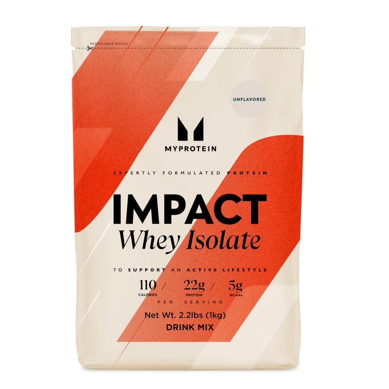 Myprotein Impact Whey Protein Isolate, 2.2 Lbs (40 Servings) Unflavored, 22g Protein, 3.5g Glutamine & 4.5g BCAA Per Serving, Shake for Muscle Strength & Recovery - Image 1