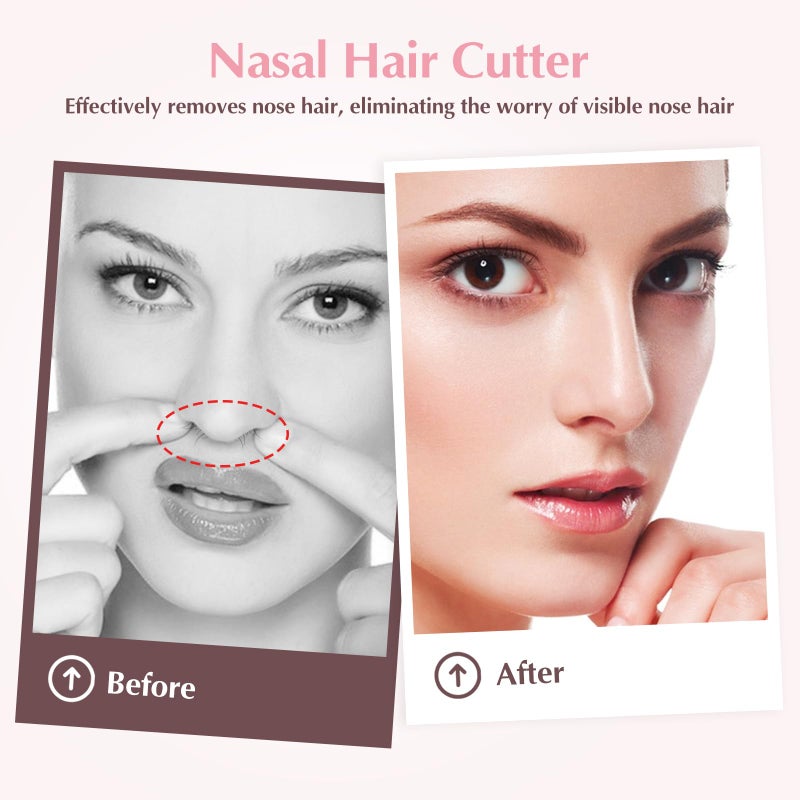 FLATRI 5PCS 2-in-1 Nasal Hair Cutter, 360Â° Rotating Nose Hair Trimmer Double Sided, Portable Nose Trimmer Manual for Women and Men(Pink) - Image 5
