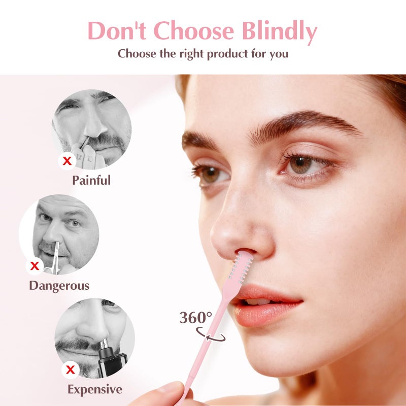 FLATRI 5PCS 2-in-1 Nasal Hair Cutter, 360Â° Rotating Nose Hair Trimmer Double Sided, Portable Nose Trimmer Manual for Women and Men(Pink) - Image 4
