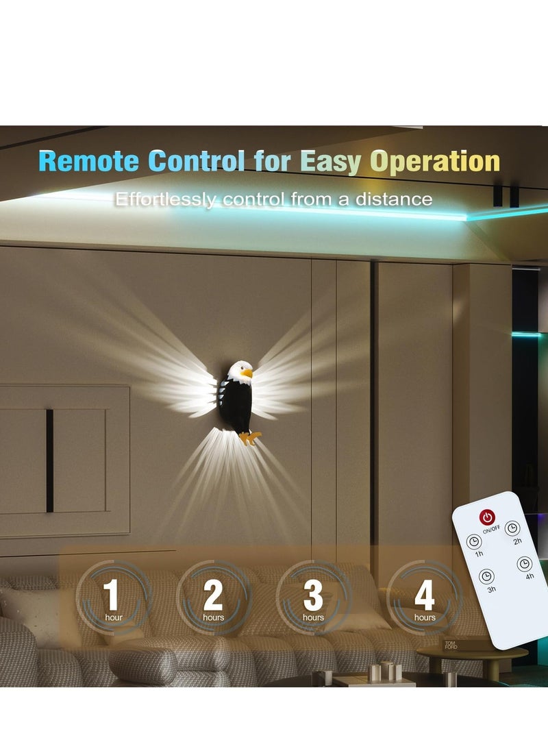 ELTRAZONE Bald Eagle Wall Light – American Eagle Night Light with Remote Control – Magnetic Wall Mounted Eagle Lamp for Bedroom, Living Room & Hallway – Battery Operated & Removable Charging Eagle Light - Image 4