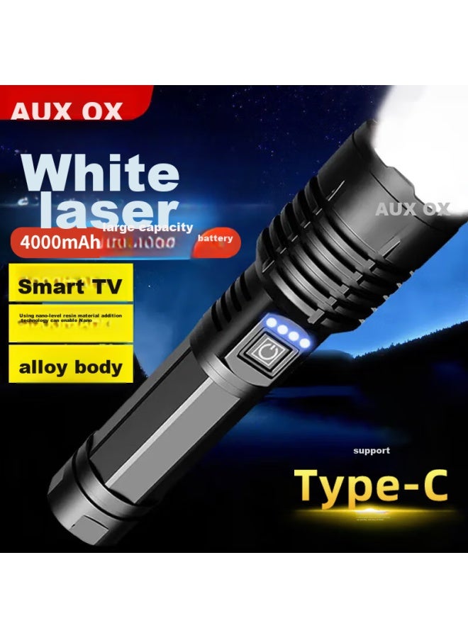 Oaks Aux High-intensity Flashlight, Ultra-bright Outdoor Zoomable Long-range Rechargeable Multi-functional Waterproof Portable Long-lasting For Home Use - Image 1