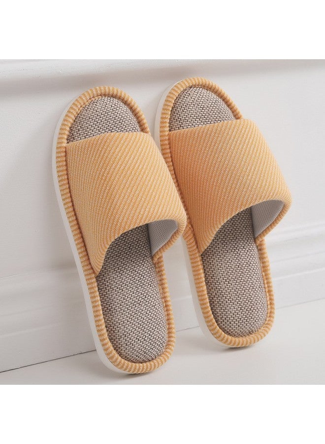 GUOLUOFEI Guoluofiya Linen Slippers For Men, Spring And Autumn Indoor Home Use, Floor Slippers For Couples, Linen Cloth Slippers, Yellow Size 40-41 - Image 1
