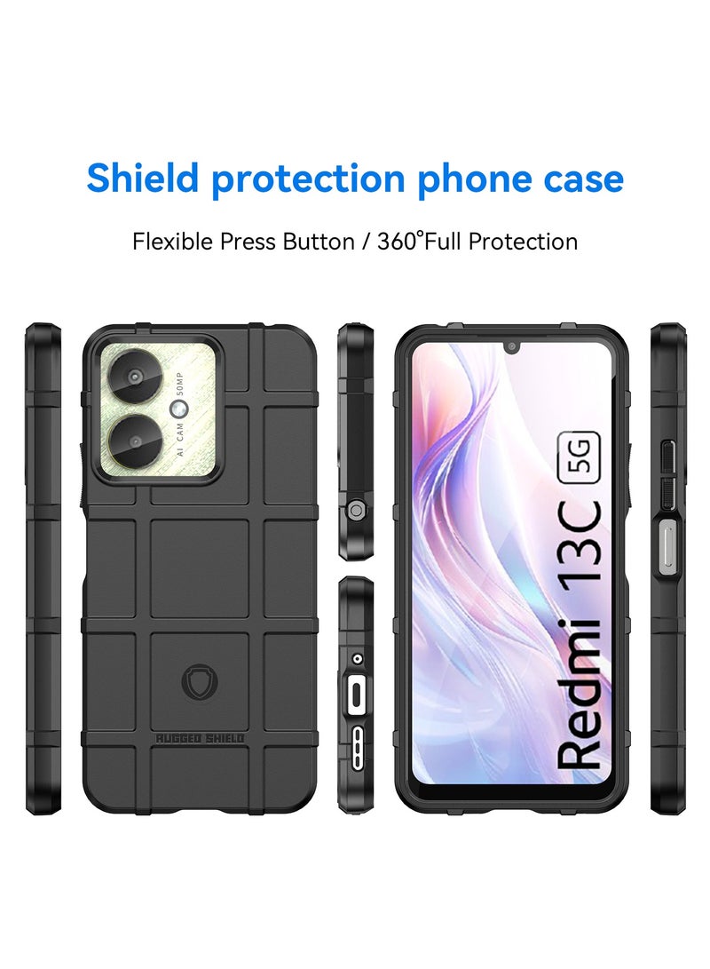 URBBKING Shockproof Protection Phone Case for Redmi 13C 4G/Redmi 13C 5G/Poco M6 5G/Poco C65 4G Black - Image 2