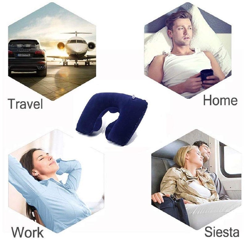3 in 1 Travel Comfort Fabric Neck Pillow Eye Shade Mask Ear Plugs for Men and Women for traveling Multicolour - Image 2