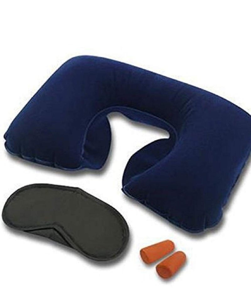 3 in 1 Travel Comfort Fabric Neck Pillow Eye Shade Mask Ear Plugs for Men and Women for traveling Multicolour - Image 5