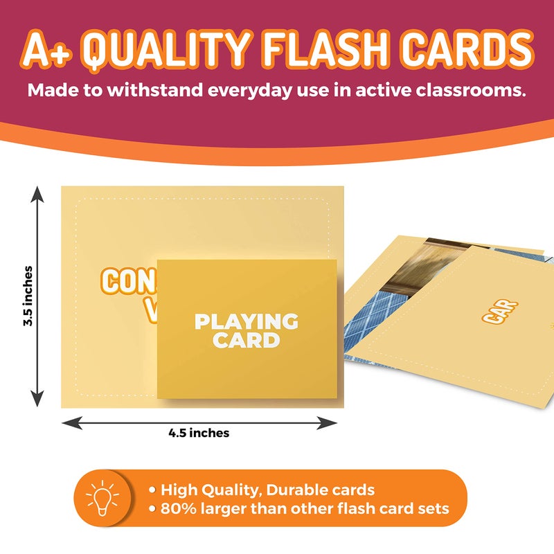 CreateFun Vocabulary Builder Flash Cards - 299 Educational Photo Cards for Home, Speech Therapy Materials, ESL Teaching Materials - Emotions, Matching Go Togethers, Nouns, Opposites, Prepositions, Verbs - Image 4
