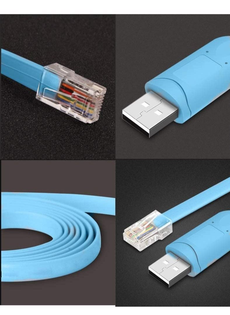 ليدين كبل وحدة تحكم USB من USB إلى كابل RJ45 من الملحقات الأساسية لمفاتيح Cisco NETGEAR Ubiquity LINKSYS TP-Link لأجهزة الكمبيوتر المحمولة في نظام التشغيل Windows Mac Linux  - Image 5