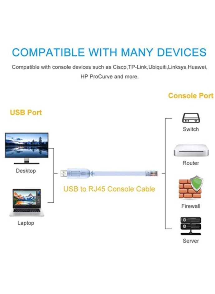 ليدين كبل وحدة تحكم USB من USB إلى كابل RJ45 من الملحقات الأساسية لمفاتيح Cisco NETGEAR Ubiquity LINKSYS TP-Link لأجهزة الكمبيوتر المحمولة في نظام التشغيل Windows Mac Linux  - Image 4
