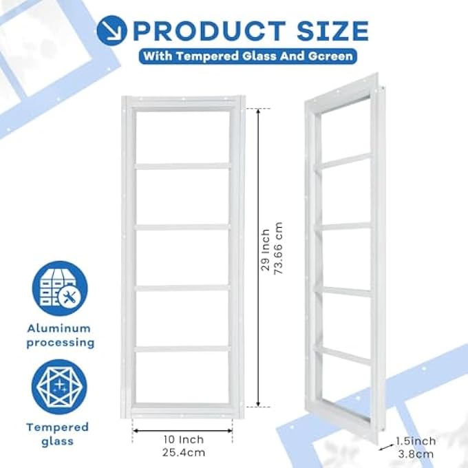2 Pack Shed Windows, 10"X29" Transom Window Fixed Design With Tempered Glass For Shed, Chicken Coop, Playhouse, Household, Garage, Barns (White) - Image 3