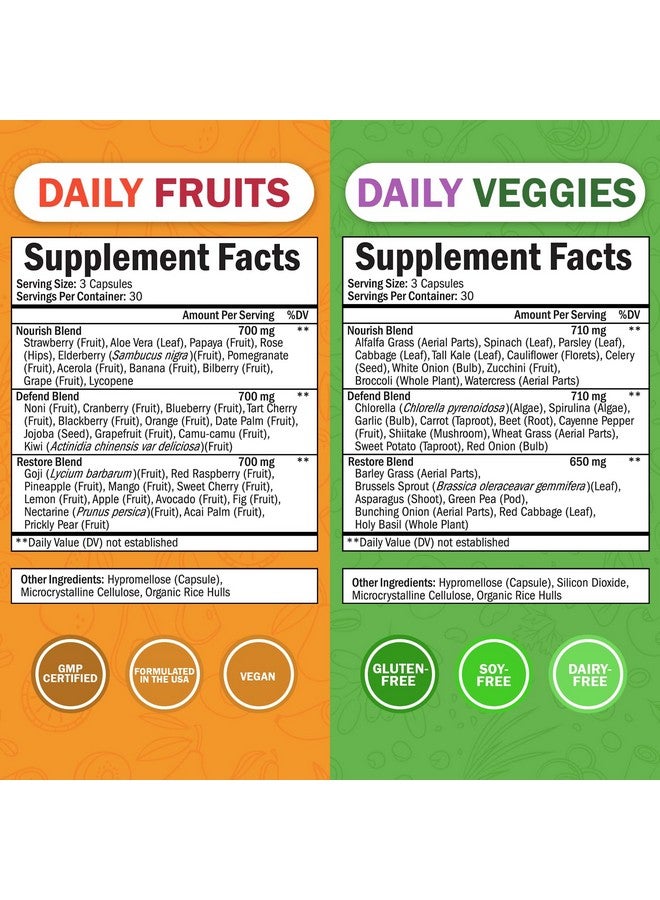 بيو شوارتز مكمل غذائي يومي من الفواكه والخضروات للبالغين - كبسولات فواكه وخضراوات فائقة الجودة لتعزيز الطاقة وصحة الأمعاء ودعم المناعة والعافية العامة مع 47 نوعًا من الفواكه والخضروات الكاملة - شهر واحد - Image 2