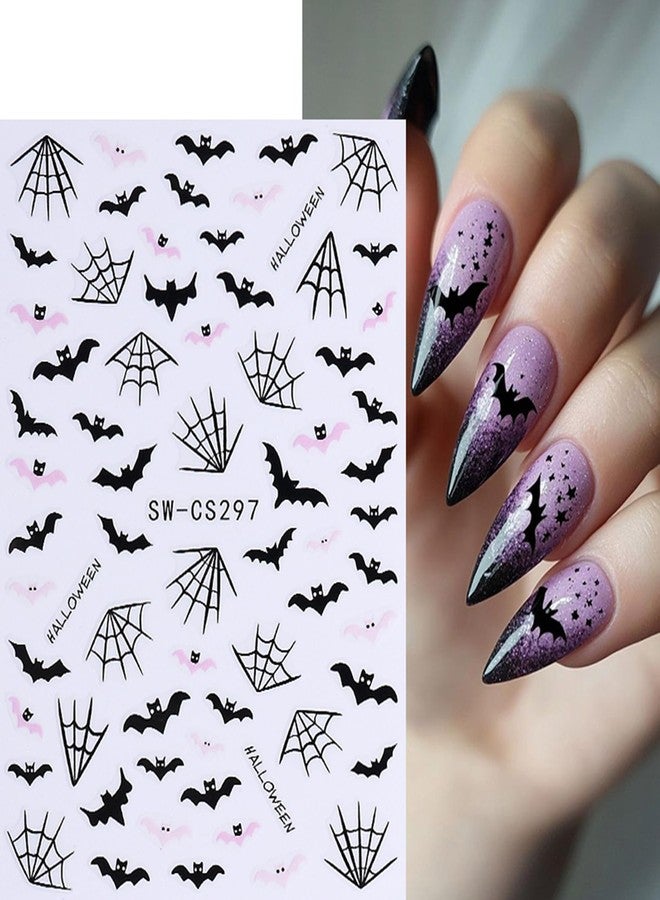 TailaiMei 6 Sheets Halloween Nail Stickers, Pumpkin Bat Bone Butterflies Self-Adhesive Nail Art Decals for DIY Nail Decorations (2506) - Image 4