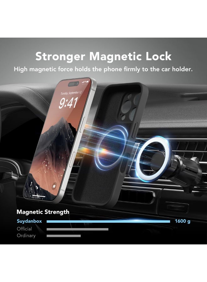 SUYDANBOX Magnetic for iPhone 16 Pro Max Case, Compatible with MagSafe, [Full Camera Protection][Screen Protector] Silicone Shockproof Protective Phone Case for iPhone 16 Pro Max 6.9", Black - Image 3