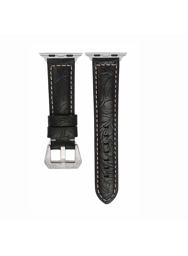 Perfii Engraved Tattoo Replacement Band For Apple Watch Series 6/SE/5/4/3/2/1 Black - Image 2