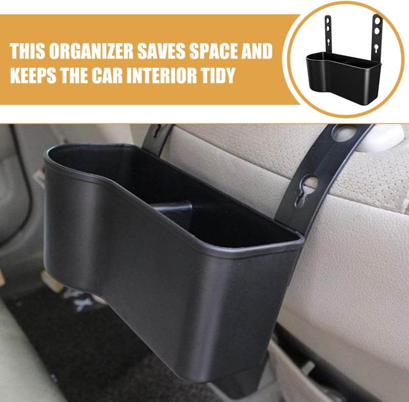 Car Backseat Cup Holder and Snack Tray, 2pcs Adjustable Dividers Vehicle Drink Holder Organizer, Universal Automotive Storage for Car Headrest, Black - Image 3