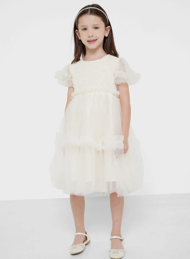 Pinata Girls Pleated Lace Evening Dress