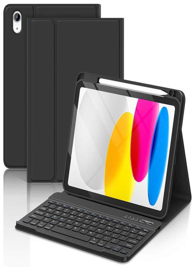 تاييانج جراب TaIYanG لجهاز iPad من الجيل العاشر مع لوحة مفاتيح لجهاز iPad 10.9 بوصة (إصدار 2022)، أسود - Image 1