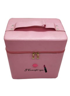 sagrach Leather Two Sided Open Multi Grid Cosmetic Box With Mirror For Girl, Pink…  - Image 2
