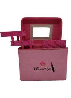 sagrach Leather Two Sided Open Multi Grid Cosmetic Box With Mirror For Girl, Pink…  - Image 5