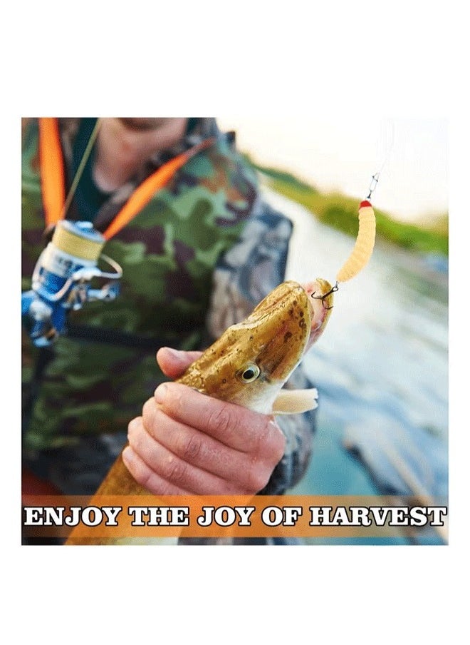 GMORO - Fake Fishing Bait, 200 PCS Soft Grub Bait Fishing Fake Worm Freshwater Bass Bait Artificial Wax Worm Freshwater Saltwater Lake Trout Ice Fishing - Image 1