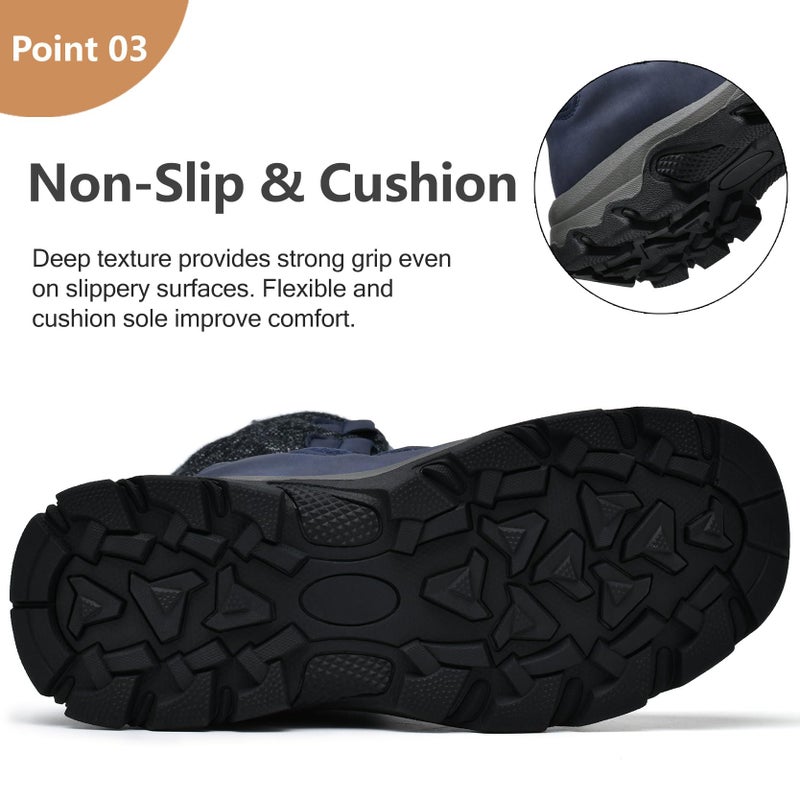 TRAILBLITZ Men's Winter Snow Boots Water Resistant Anti-Slip Warm Outdoor Lightweight Comfortable Durable 7.1 IN Height Hiking Shoes (10 Men, Blue) - Image 4