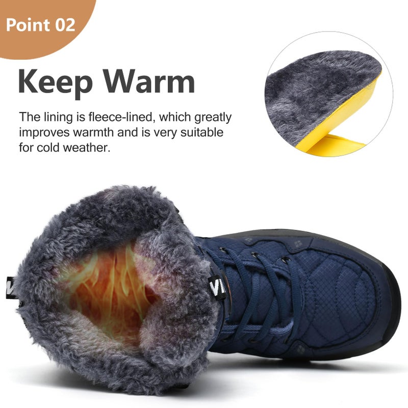 TRAILBLITZ Men's Winter Snow Boots Water Resistant Anti-Slip Warm Outdoor Lightweight Comfortable Durable 7.1 IN Height Hiking Shoes (10 Men, Blue) - Image 3